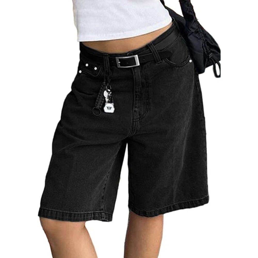 NWT EMMIOL Women Jorts Wide Leg Jeans High Waisted Denim Bermuda Shorts